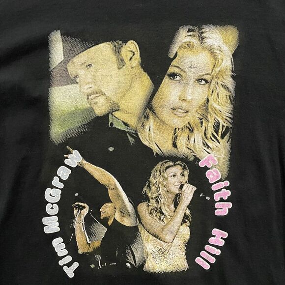 Vintage Faith Hill Rap Tee Shirt Mens Large Tim McGraw WCW Tag 90s Rare Black - Picture 4 of 13